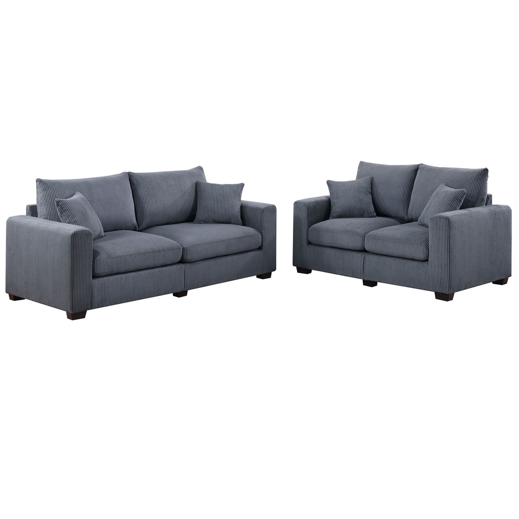 2 Piece Contemporary Style Sofa Set With Matching Pillows