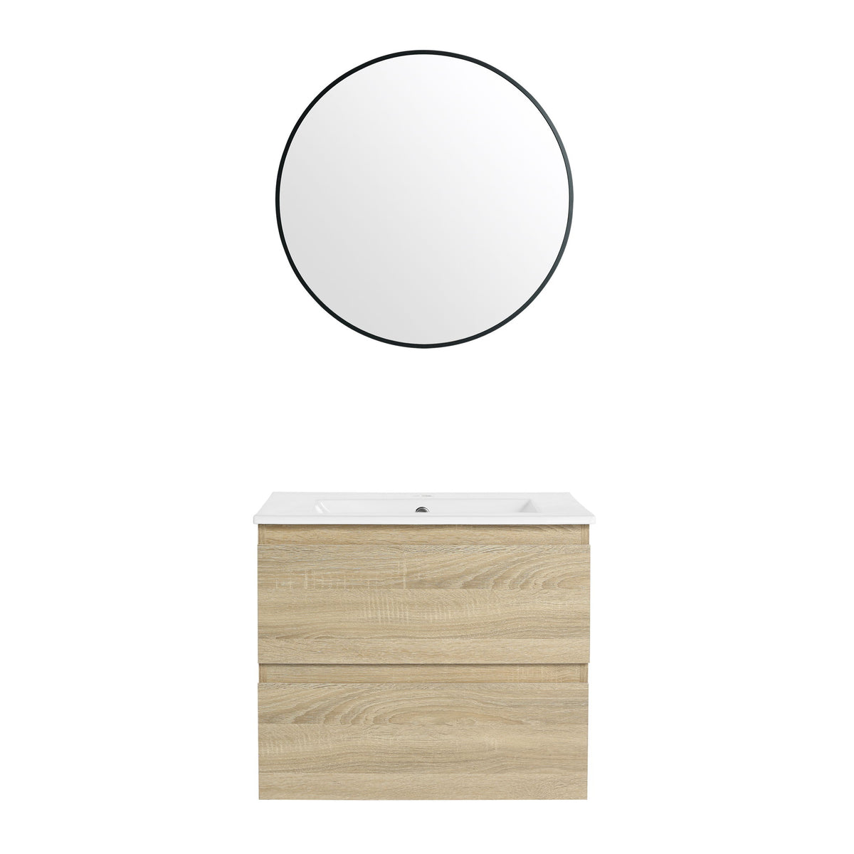 Wall Mounted Bathroom Vanity & Sink, 2 Soft Close Drawers