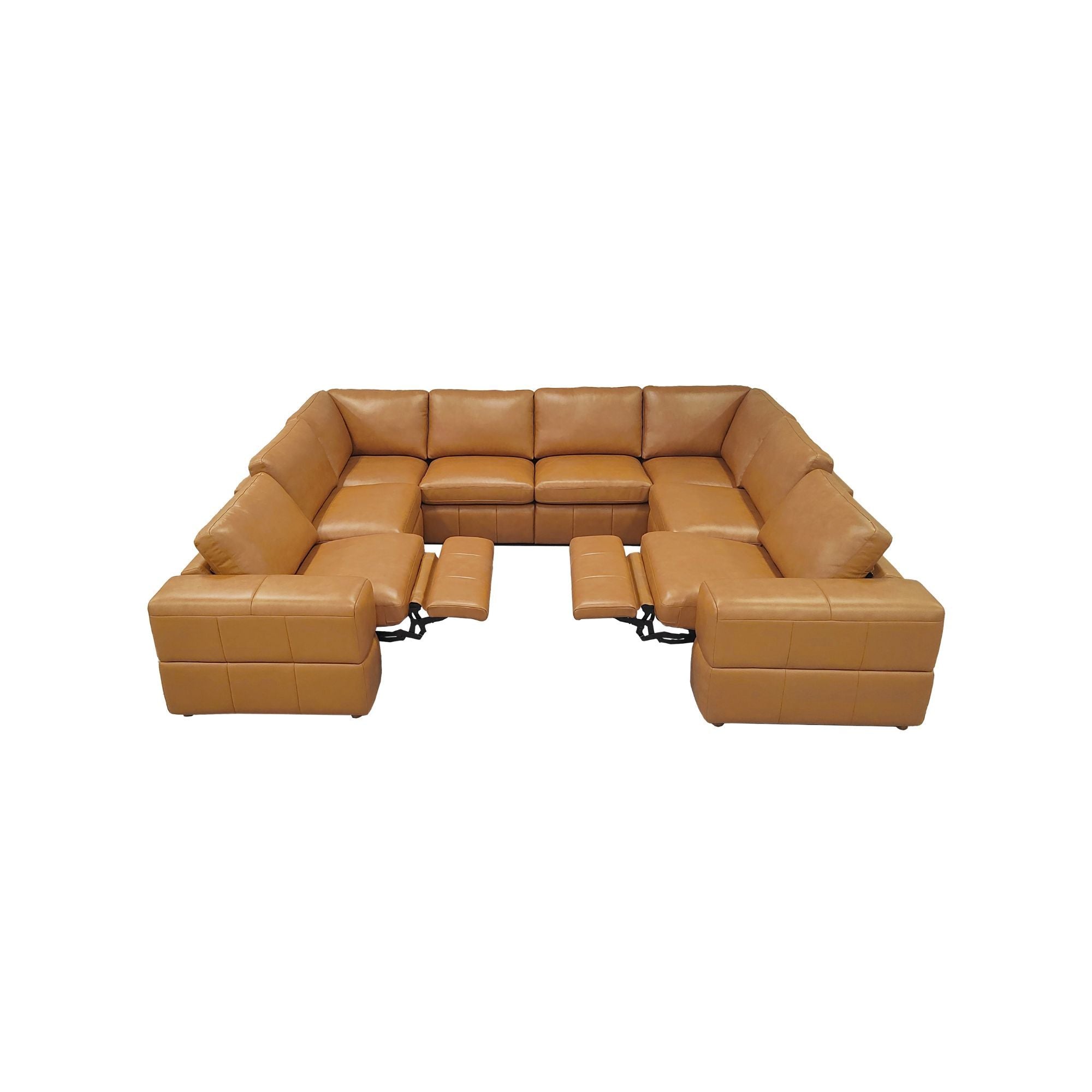 Upholstered Large Arms Sectional With Recliner Seats
