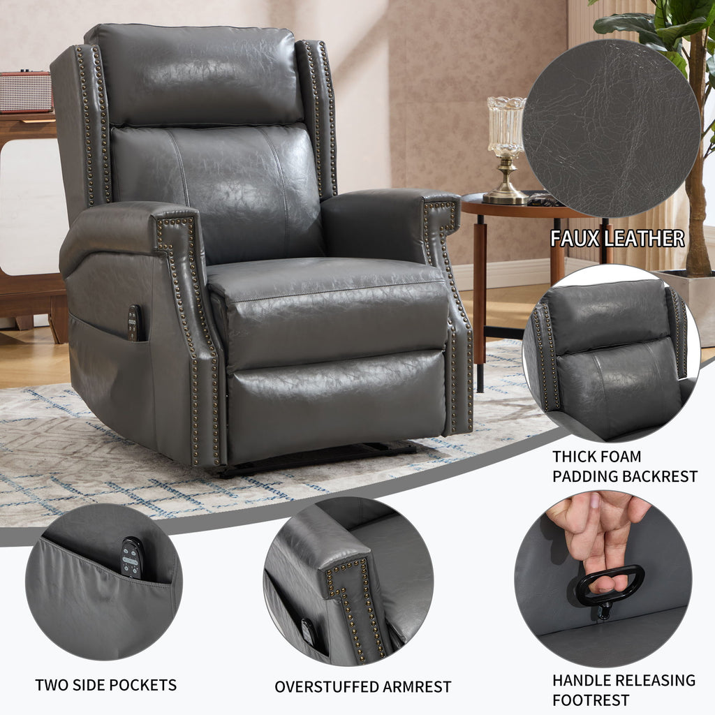 Manual Recliner Chair With Heavy Duty Motion Mechanism, 8 Vibrating Nodes And 3 Massage Modes For Living Room
