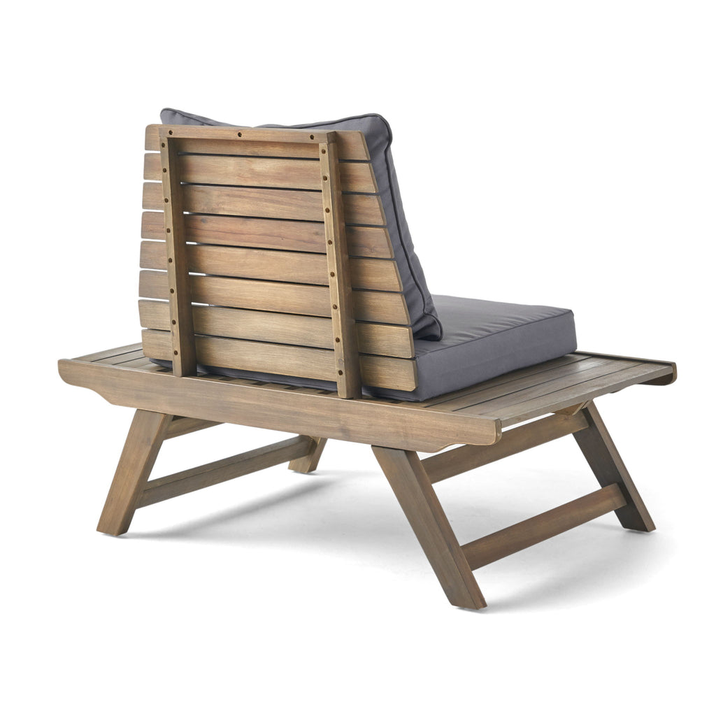 Aticus - 4 Person Outdoor Seating Group With Cushions, Slatted Club Chair - Dark Gray