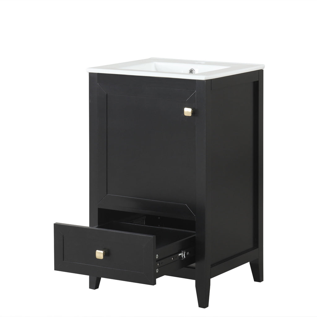 Bathroom Vanity With Sink, Soft Closing Cabinet Door, Storage Rack And Drawer