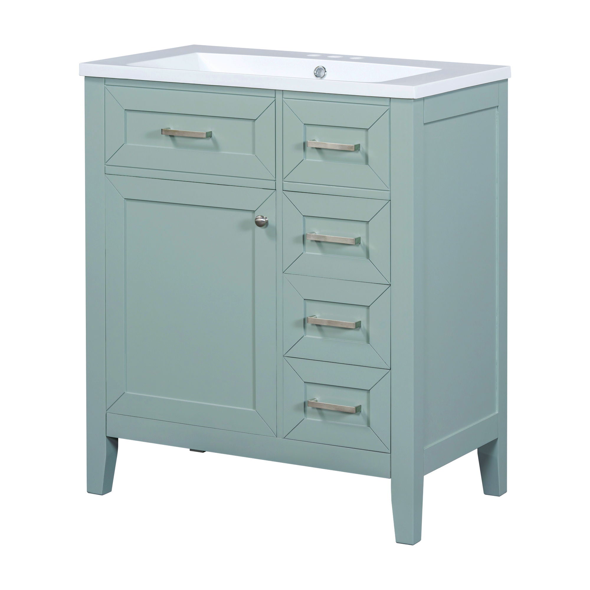 Modern Bathroom Vanity With Sink Combo, 3 Drawers, Undermount Drop-In Sink