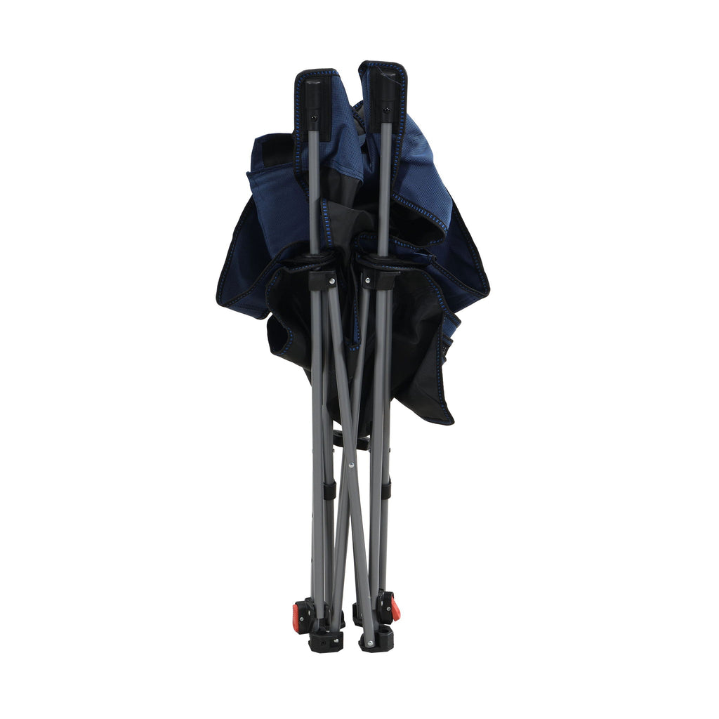 Outdoor Camping Chair With 3 Level Reclining, Side Pockets & Cup Holder, Folding With Carry Bag - Dark Blue