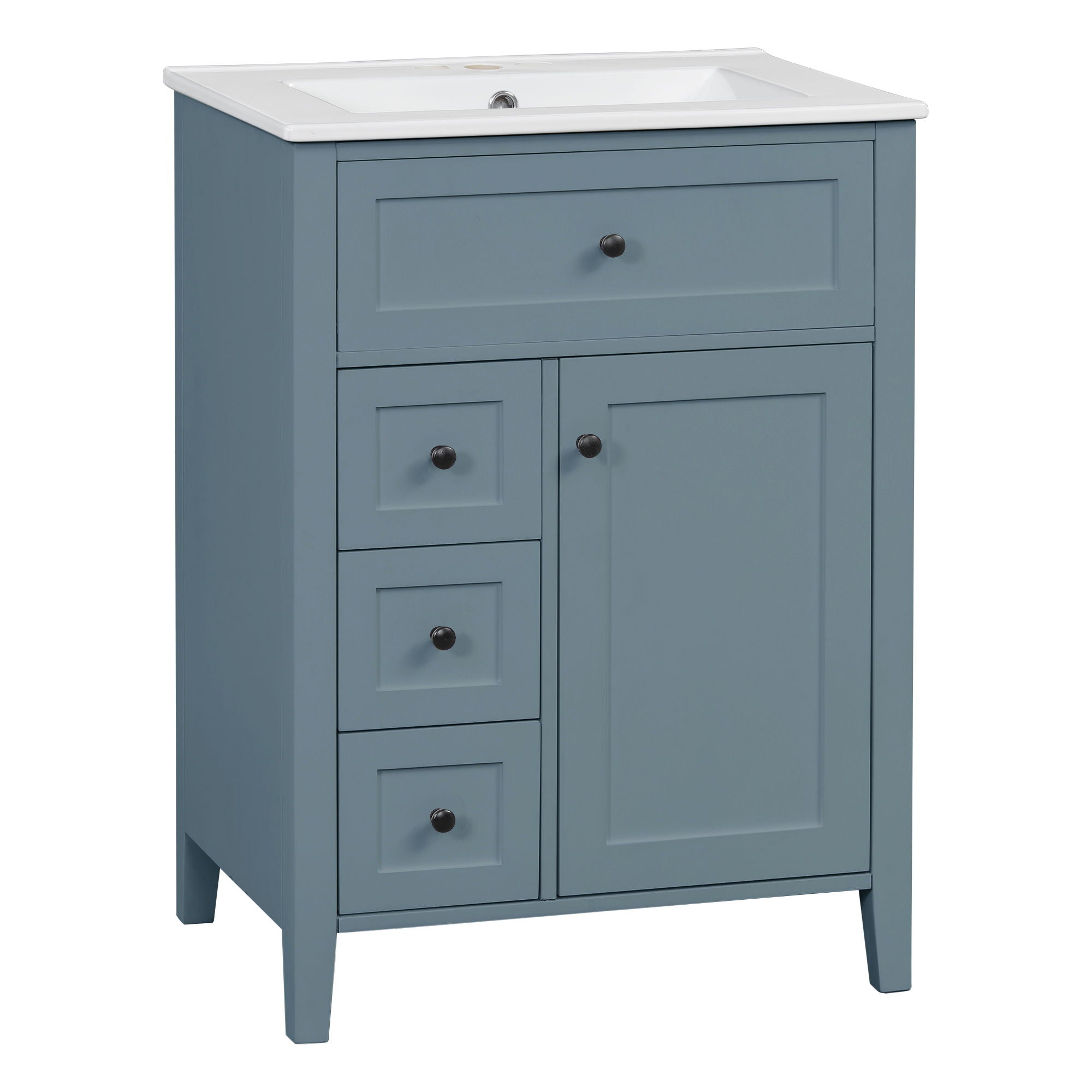 Bathroom Vanity With Sink, 3 Drawers & Cabinet With Adjustable Shelves