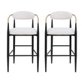 Upholstered Bar Stools With Backs For Kitchen Island (Set of 2) - Beige