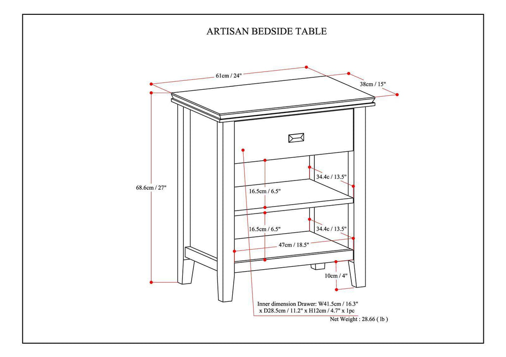 Artisan - Bedside Table - Light Brown