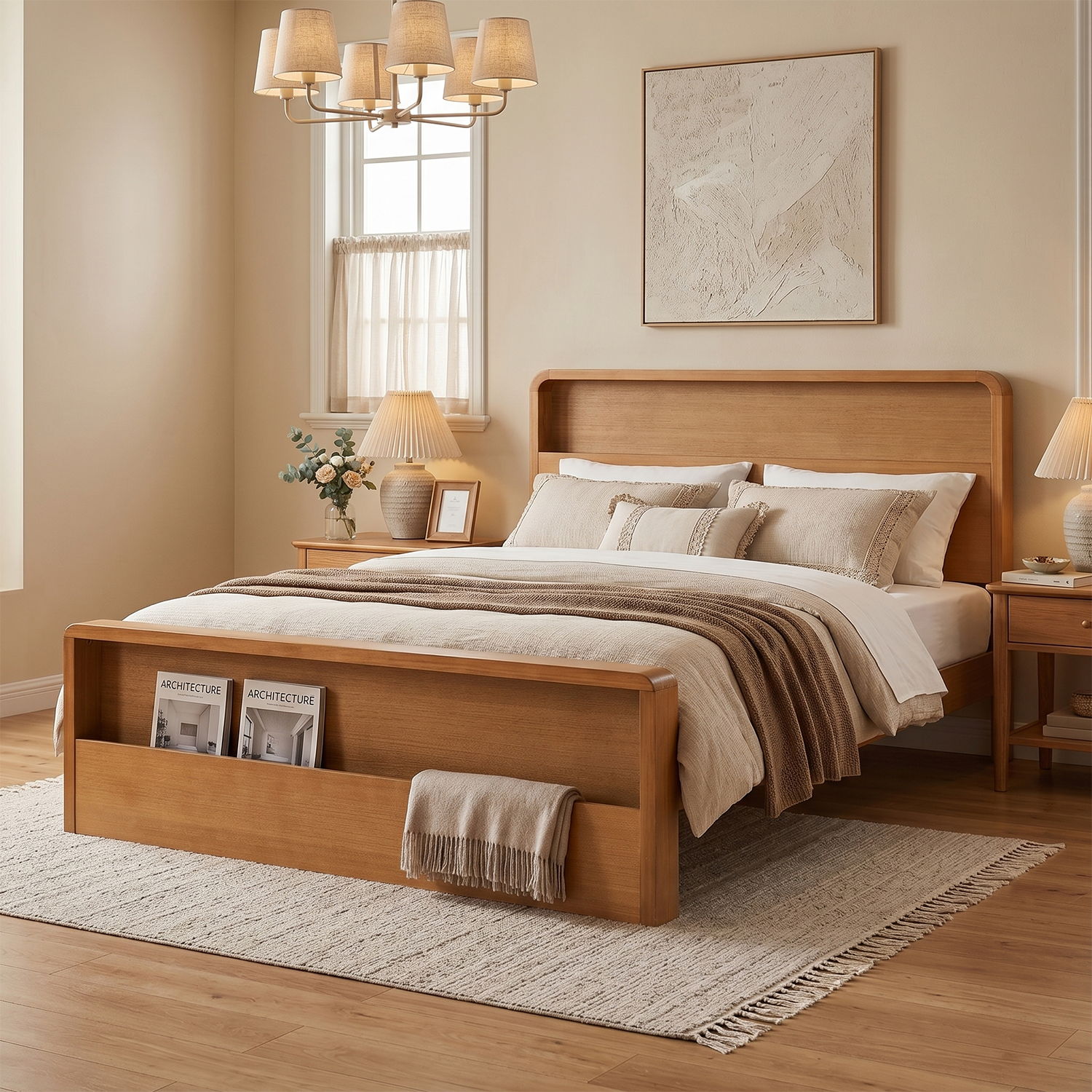 Bed Frame With Dual Open Storage Headboard And Footboard