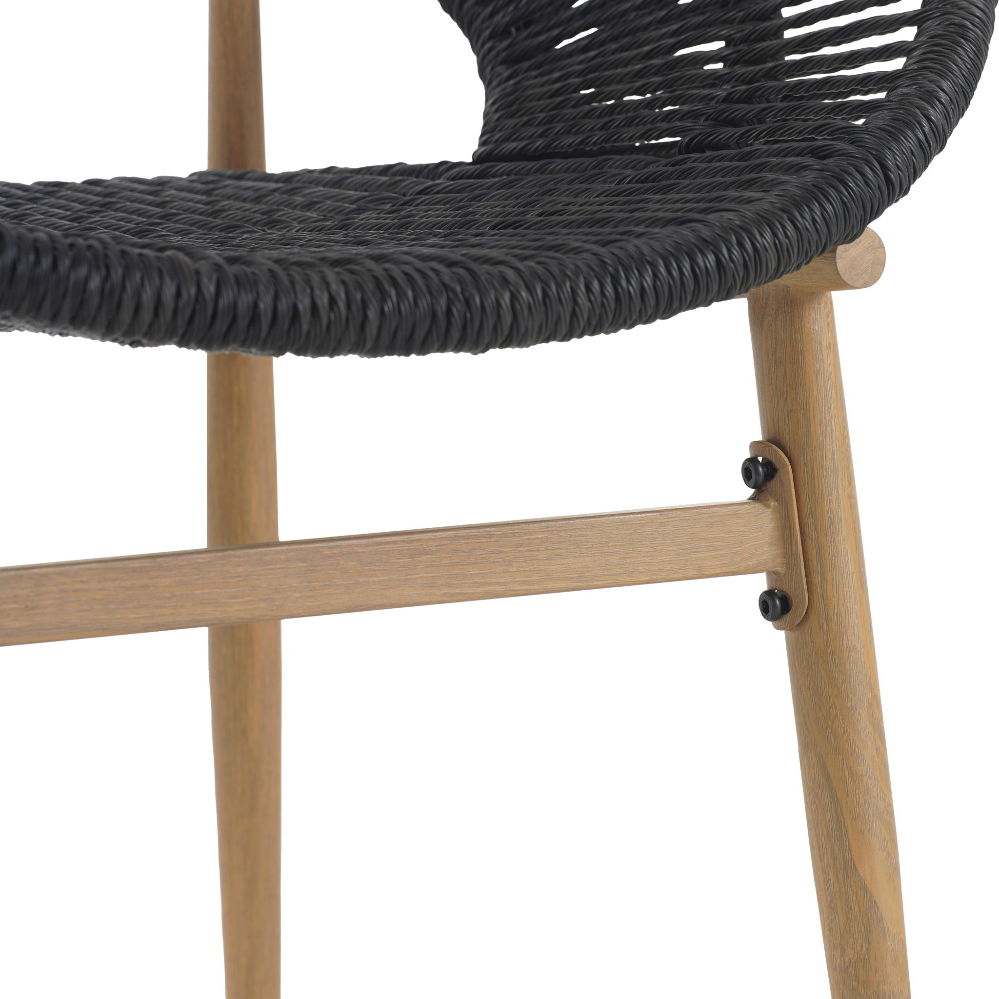 Cyril - Outdoor Patio 7 Piece Dining Set With Wicker Chairs And Table - Dark Gray / Teak