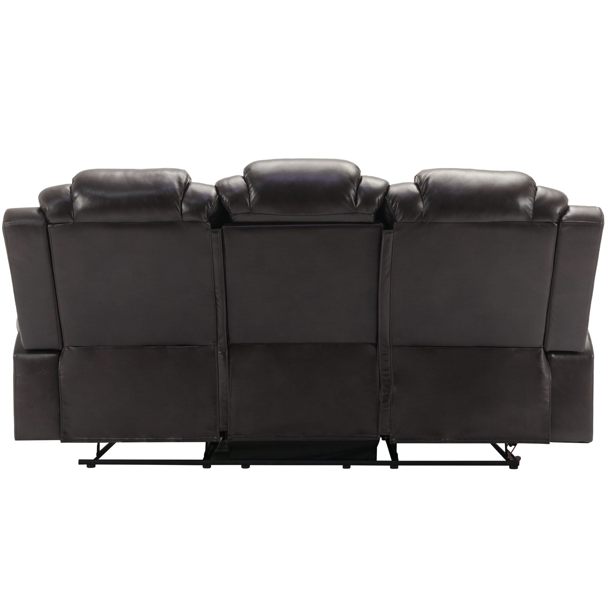 3 Pieces Recliner Sofa Sets Home Theater Seating Manual Recliner Chair With Center Console And LED Light Strip For Living Room