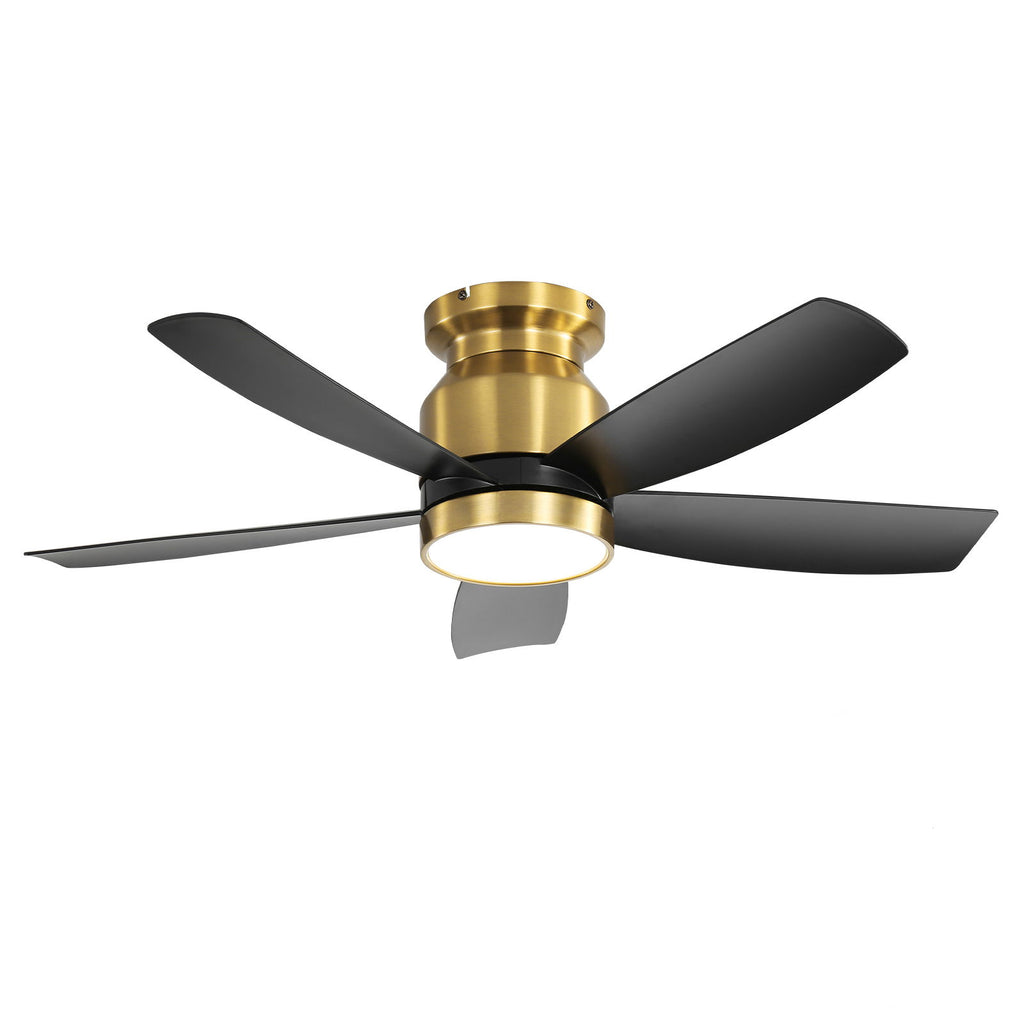 Flush Mount Ceiling Fan With LED Light 22W And Remote Control Blades / Body, DC Motor
