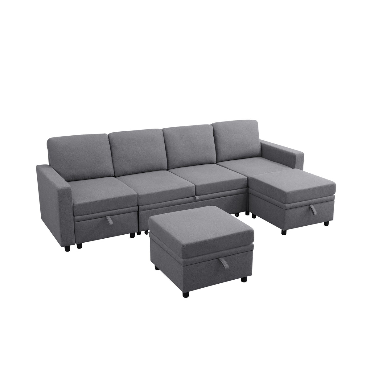 Extra Wide U - Shape Convertible Sleeper Sofa Bed With Dual Storage Ottoman