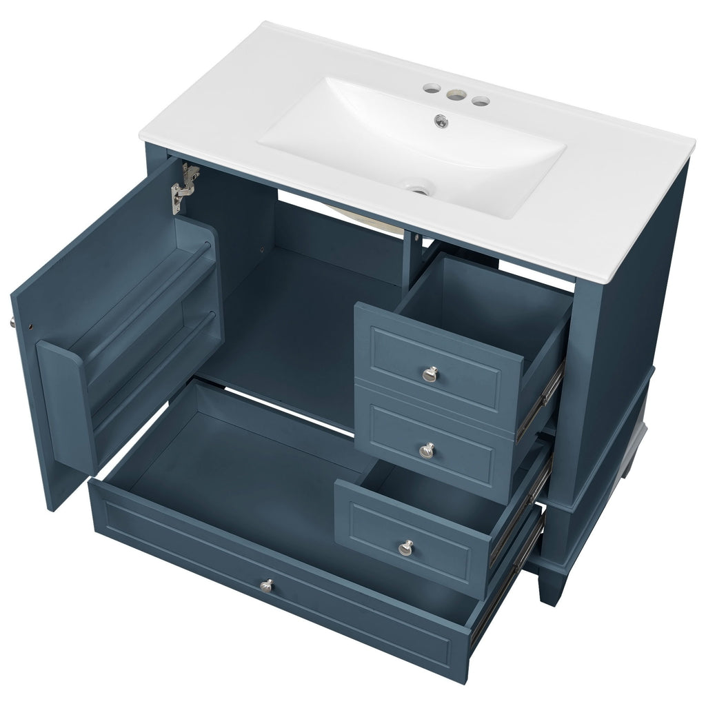 Modern Bathroom Vanity With Sink, 3 Drawers & Cabinet