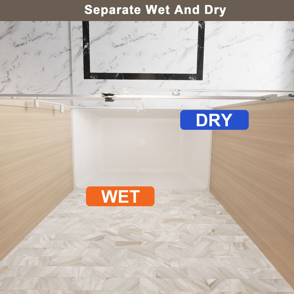Frameless Single Sliding Shower Door & Handle And Square Tube Track