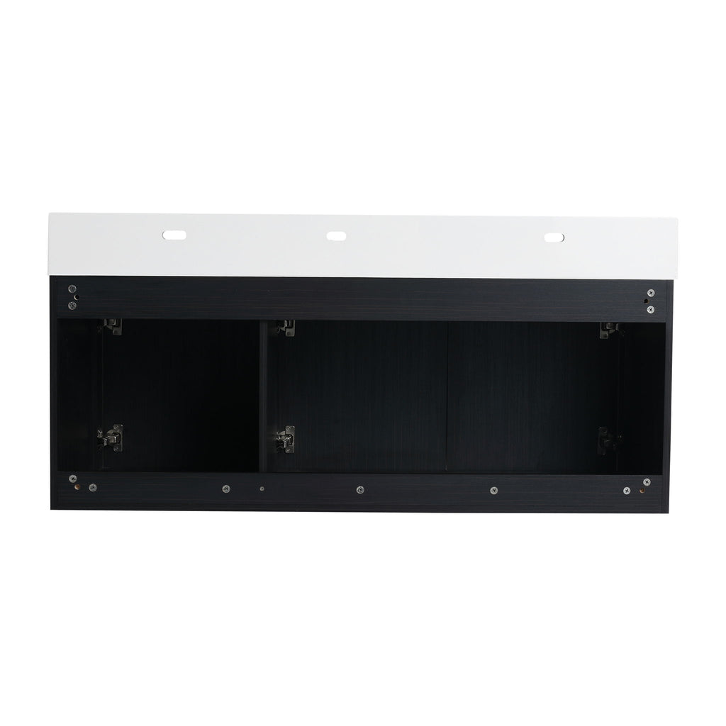 Modern Wall Mounted Bathroom Vanity With Left Sink And Storage Rack