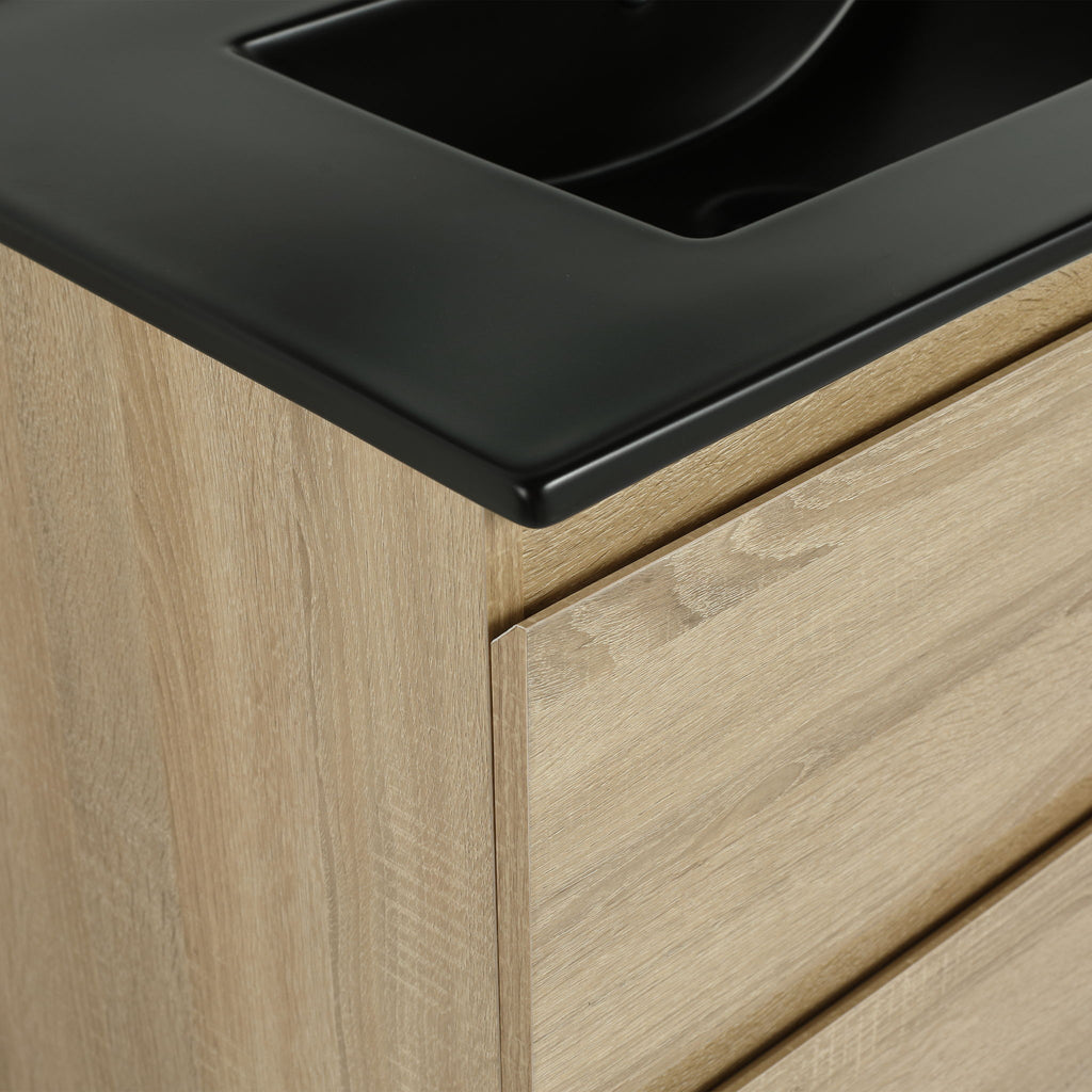 Wall Mounted Bathroom Vanity With Sink, 2 Soft Close Drawers