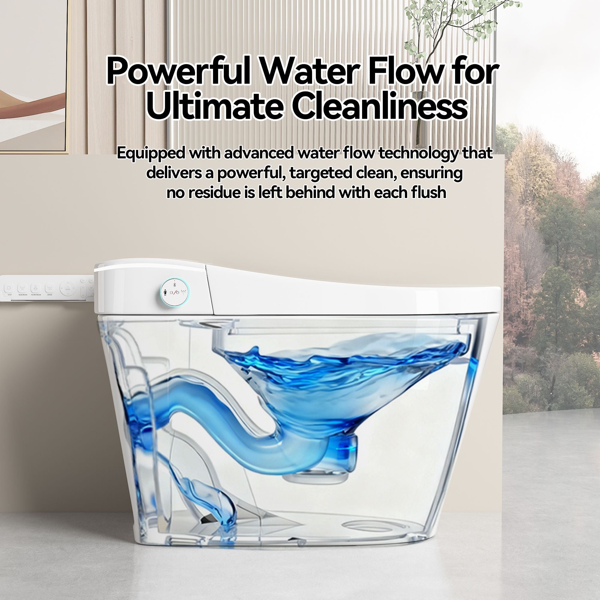 Smart Bidet Toilet With Auto Open / Close Seat, Warm Water Wash, Heated Seat, And Wireless Remote Control
