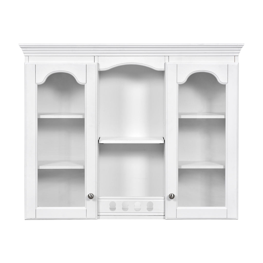 Wall-Mounted Medicine Cabinet With 2 Glass Doors, Adjustable Shelves - White