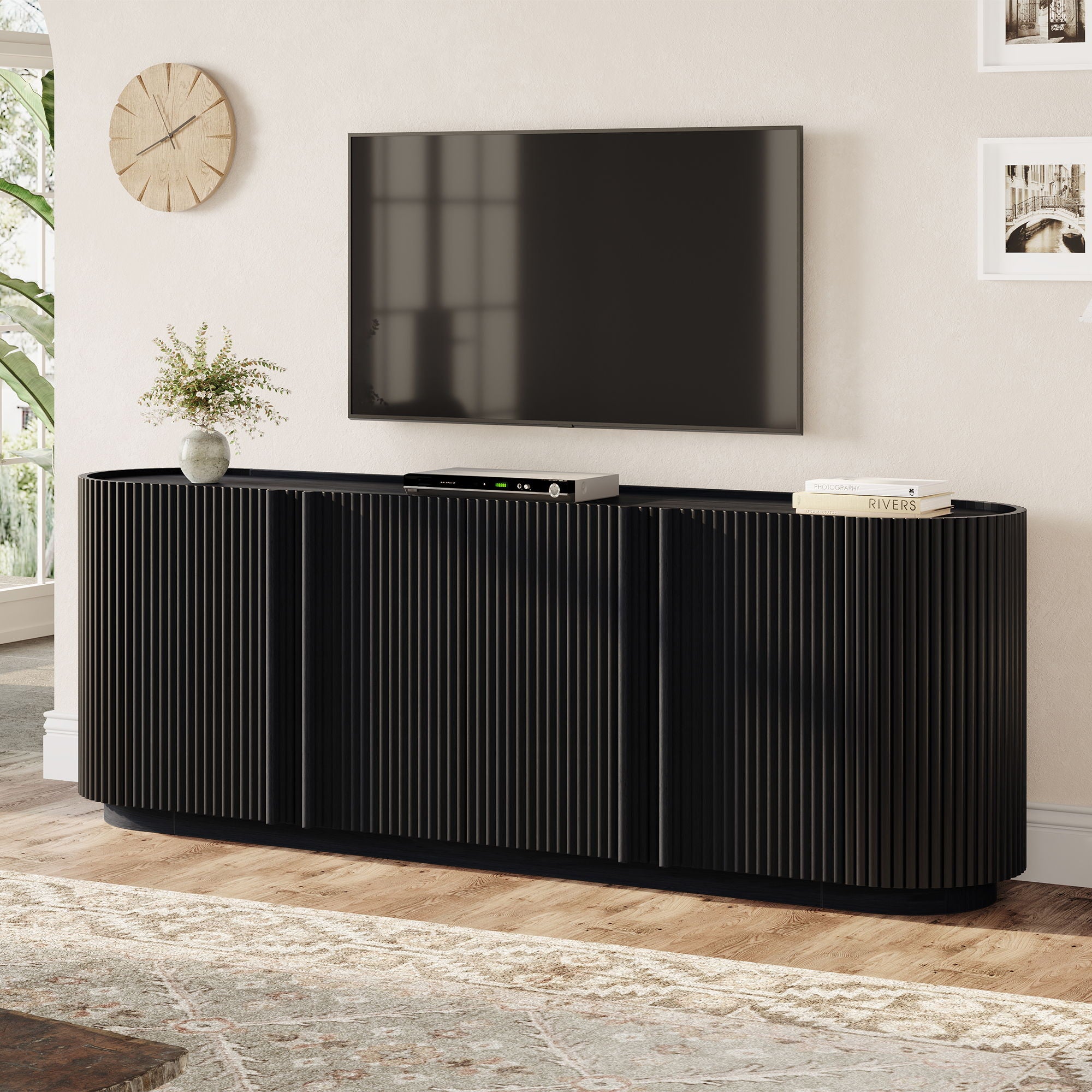 TV Stand With Fluted Tambour Style Door