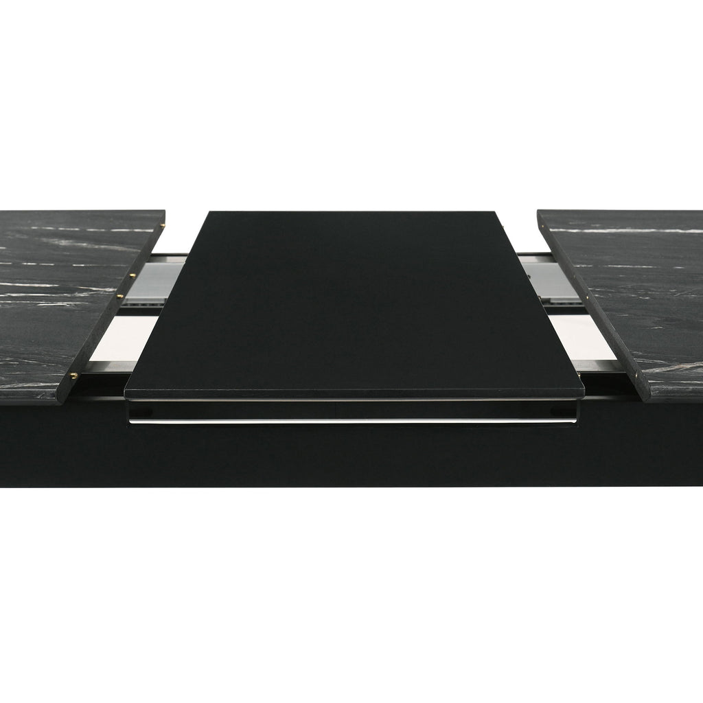 Bellingham - Dining Table With Self Storing Extension Leaf - Black Marble-Look Sintered Stone