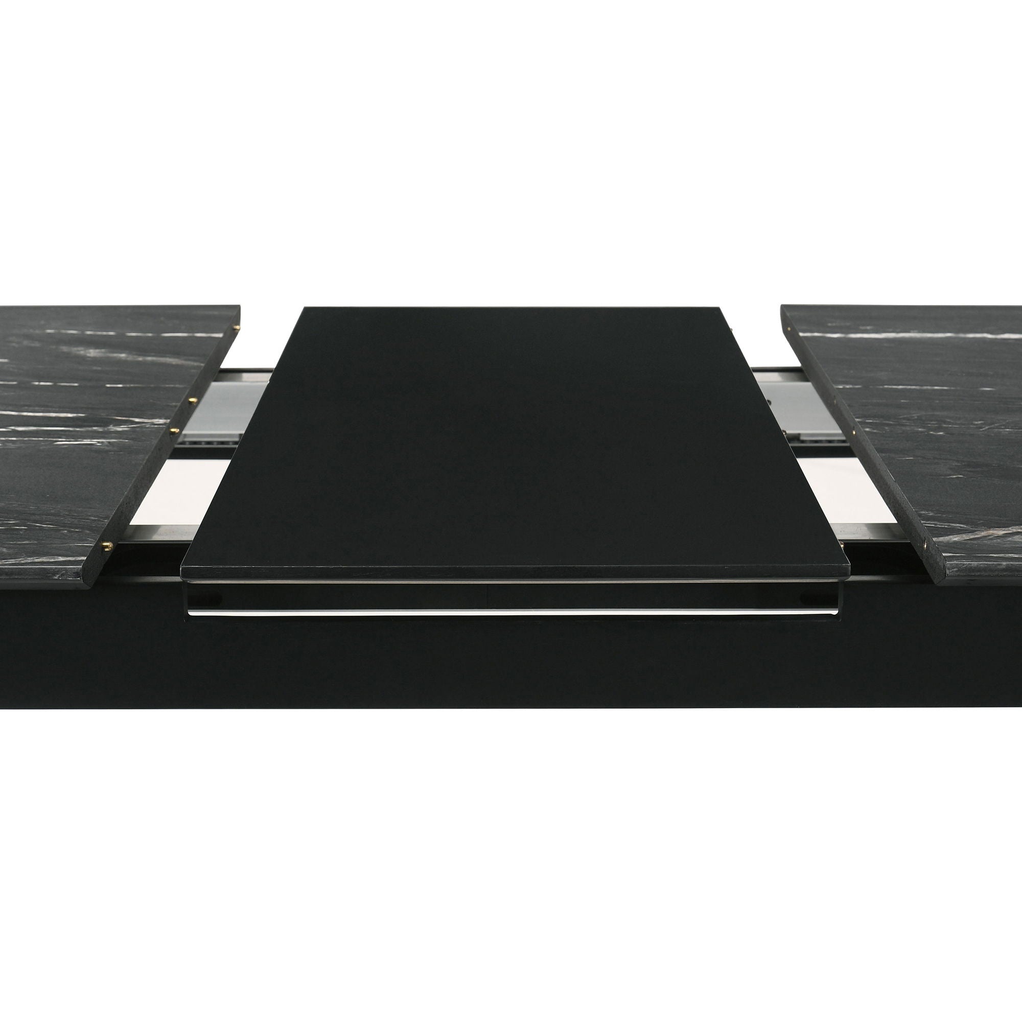 Bellingham - Dining Table With Self Storing Extension Leaf - Black Marble-Look Sintered Stone