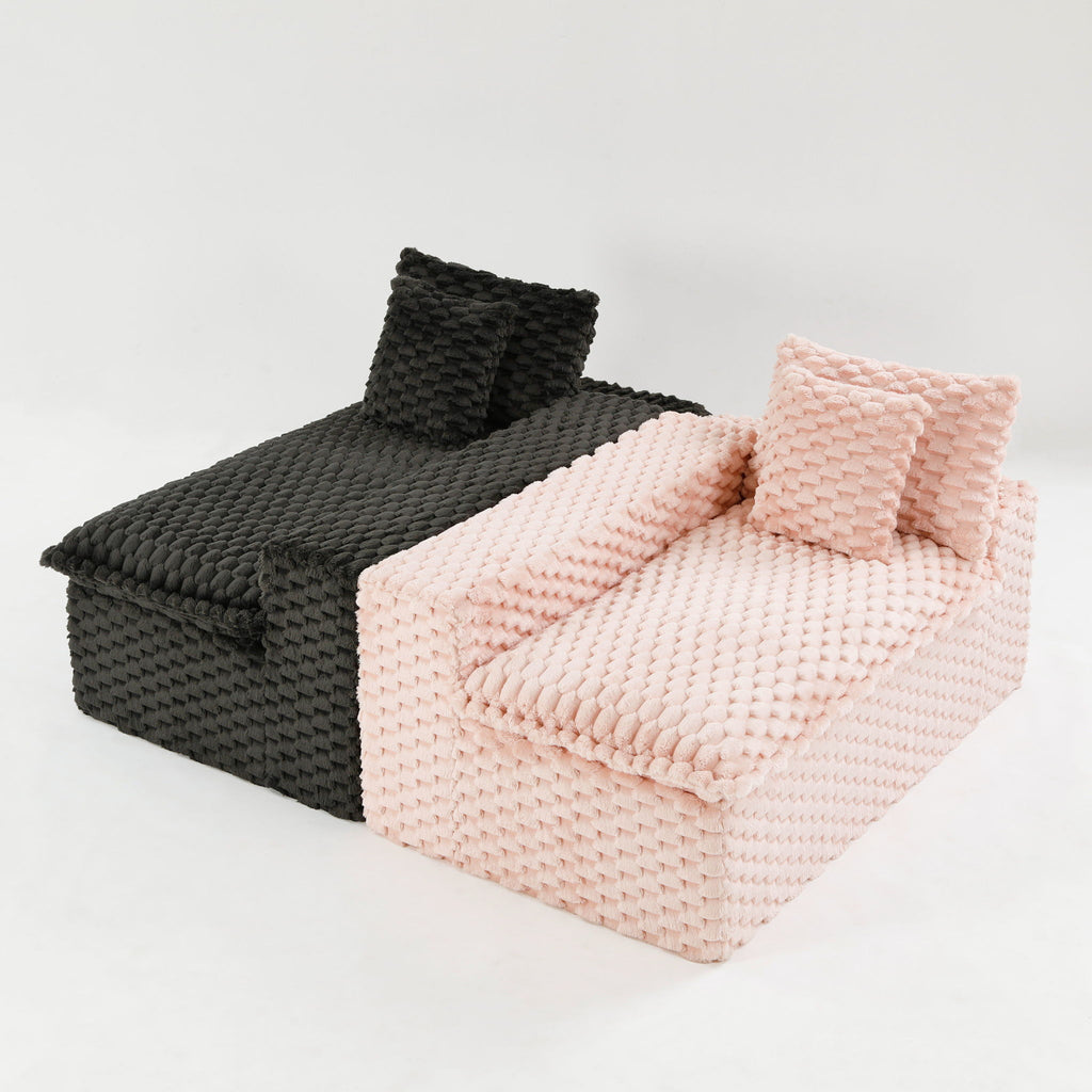 Multifunctional Sofa Pink Black, Fits 4 People