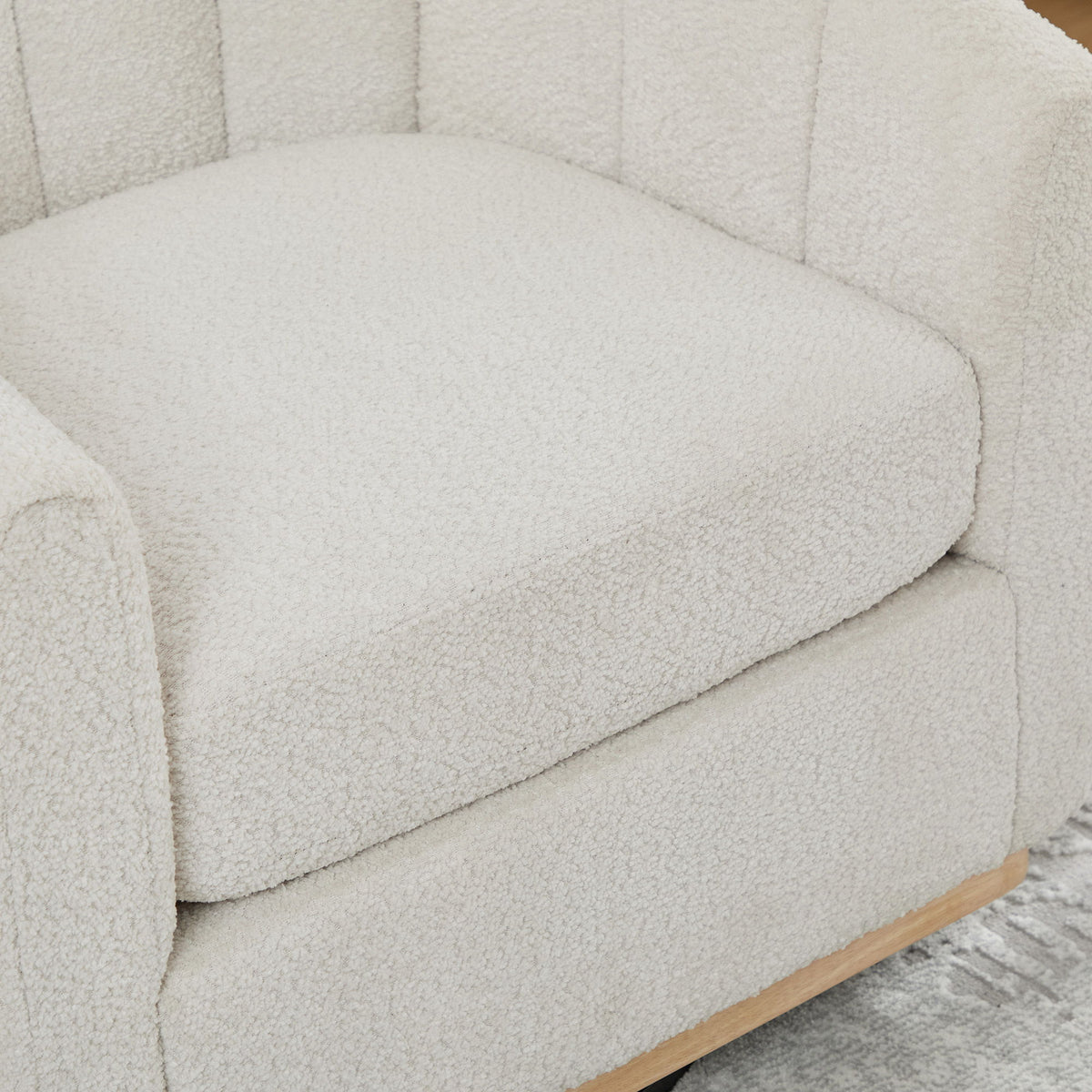 360 Degrees Swivel Upholstered Barrel Armchair For Living Room - Ivory