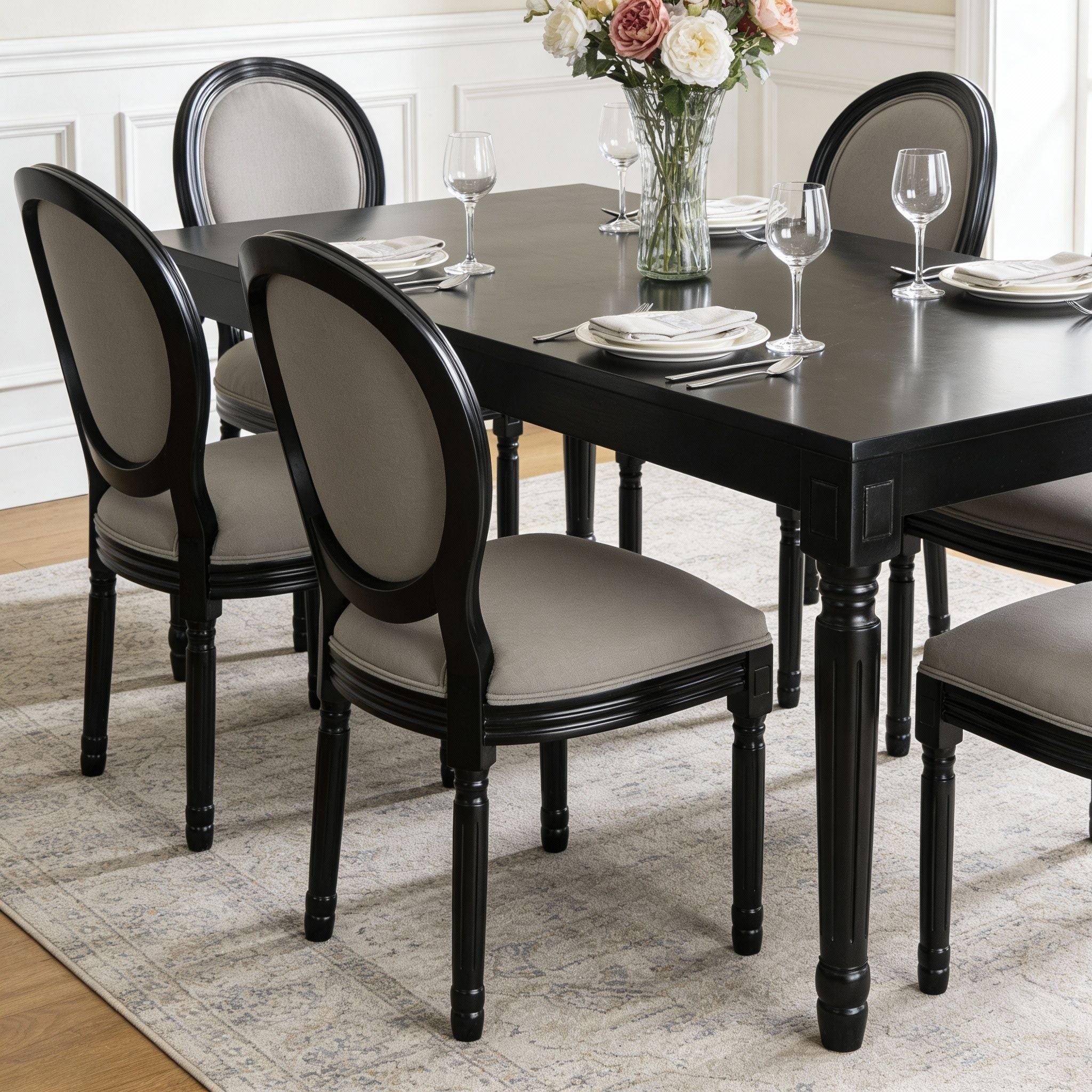 Upholstered & Round Back Dining Chairs (Set of 2)