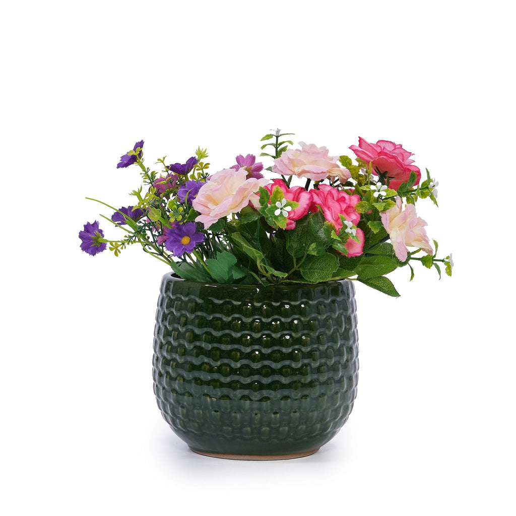 3 Pieces Flowerpot, Planter For Patio, Garden Or Windowsills - Dark Green
