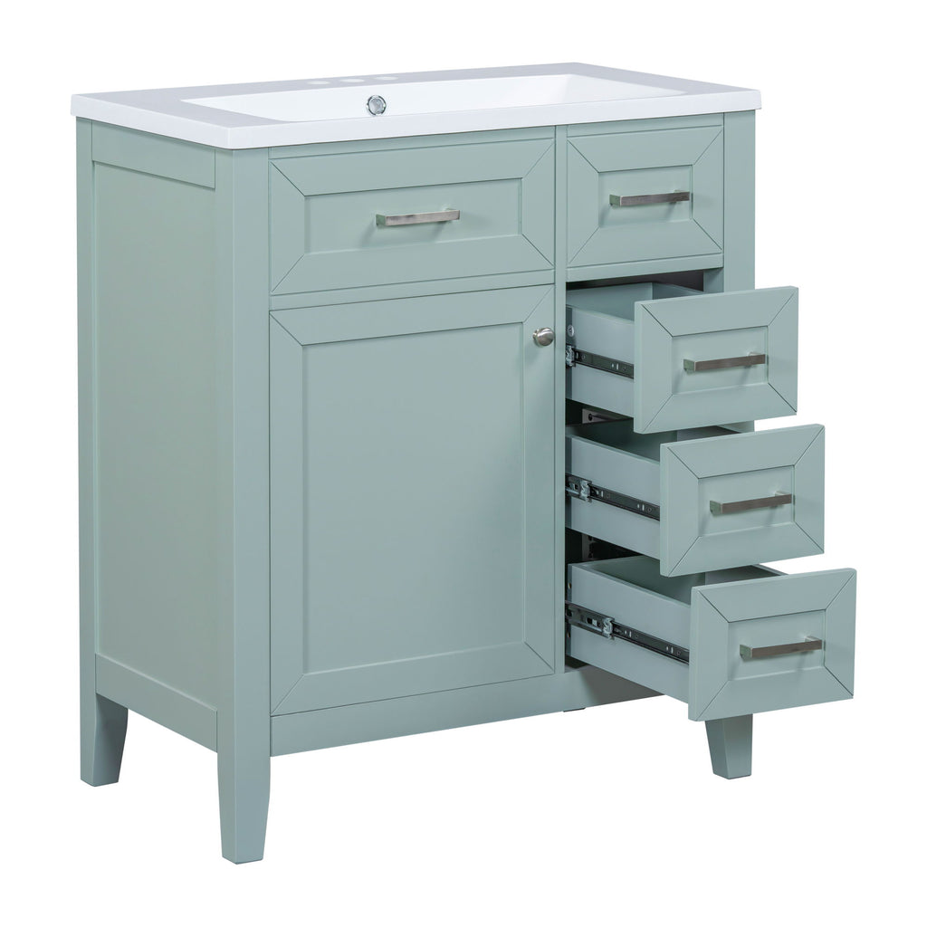Modern Bathroom Vanity With Sink Combo, 3 Drawers, Undermount Drop-In Sink
