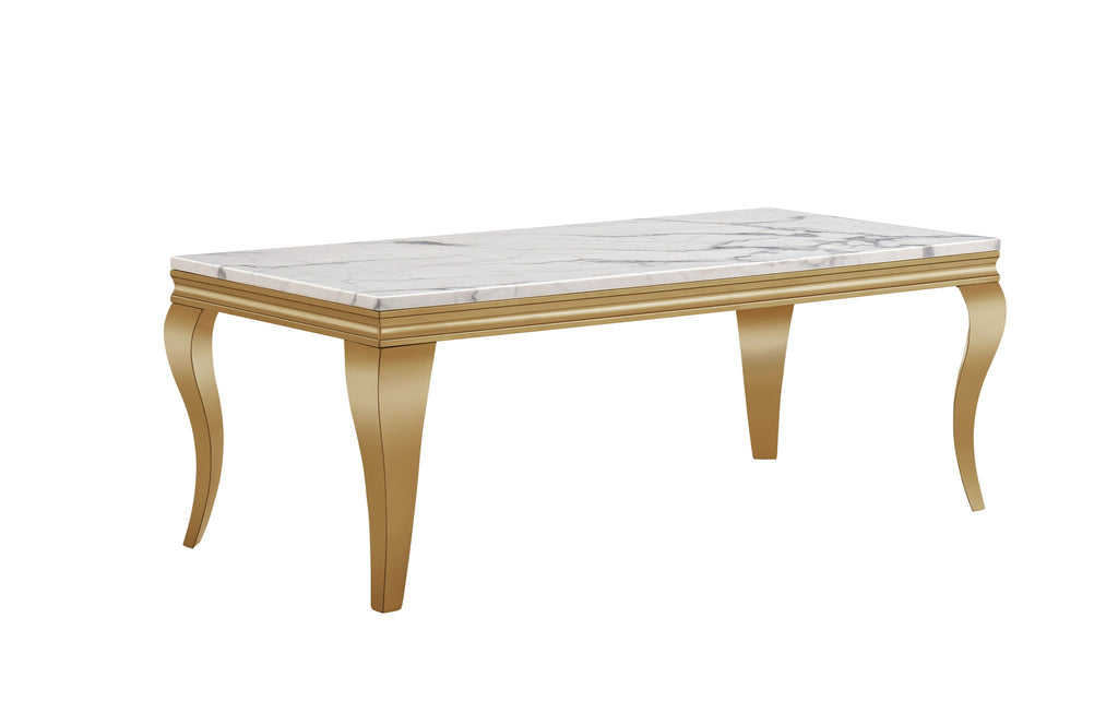 Marble Printed Rectangular Table, Stainless Steel Legs