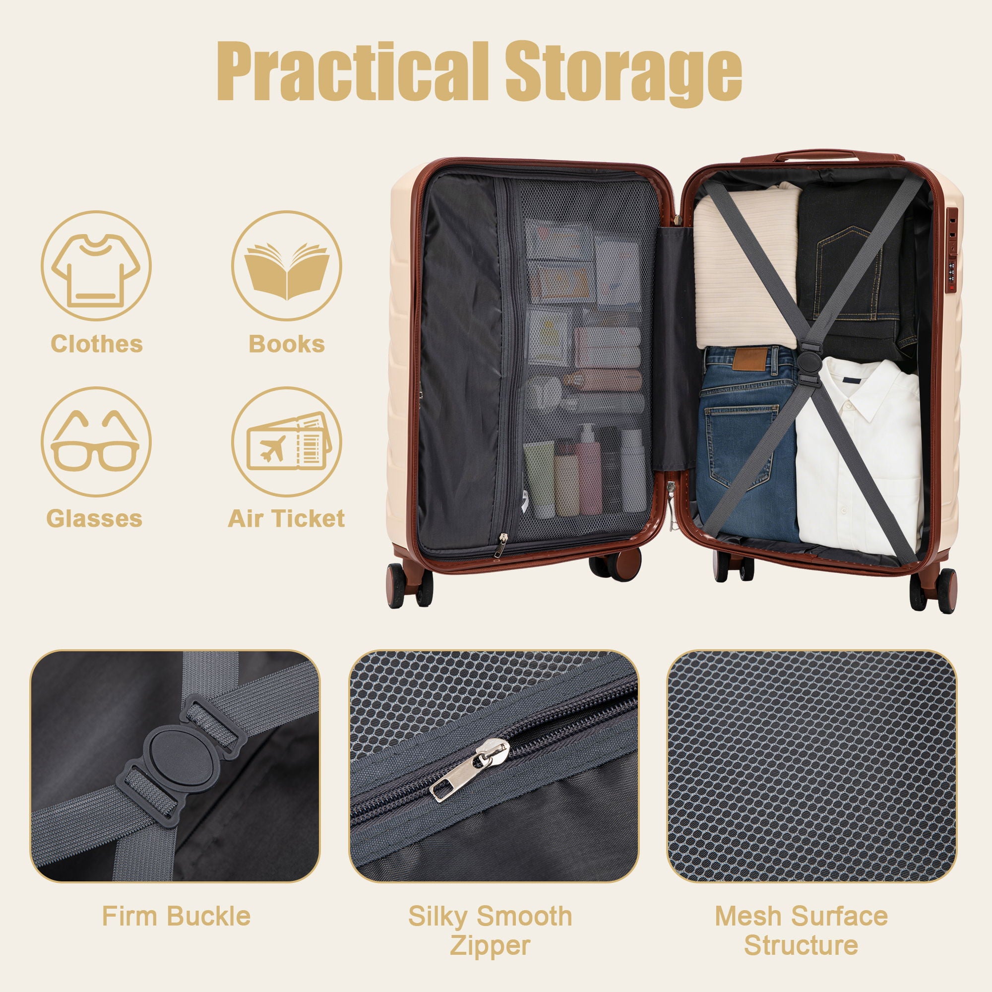 Hard Shell Travel Luggage With Scratch Resistant Surface