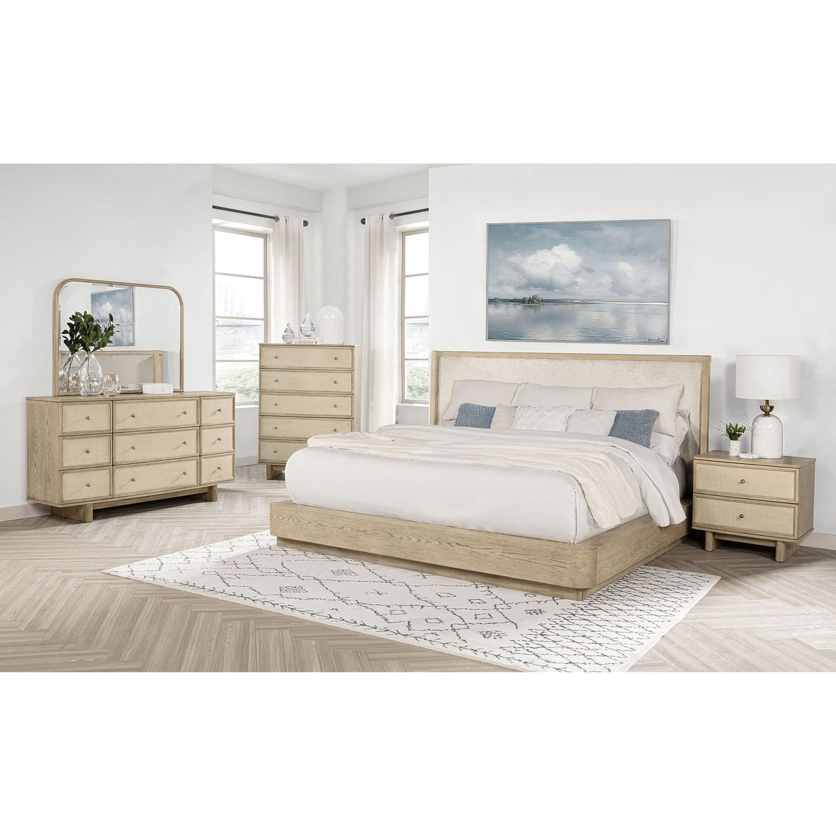 Kimpton - 2 Drawer Nightstand With USB Charging Ports - Beige