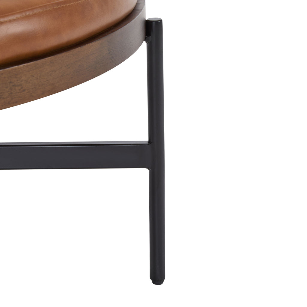 Lyricie - Modern Cocktail Ottoman With Foam Padding And Metal X Base - Brown / Black