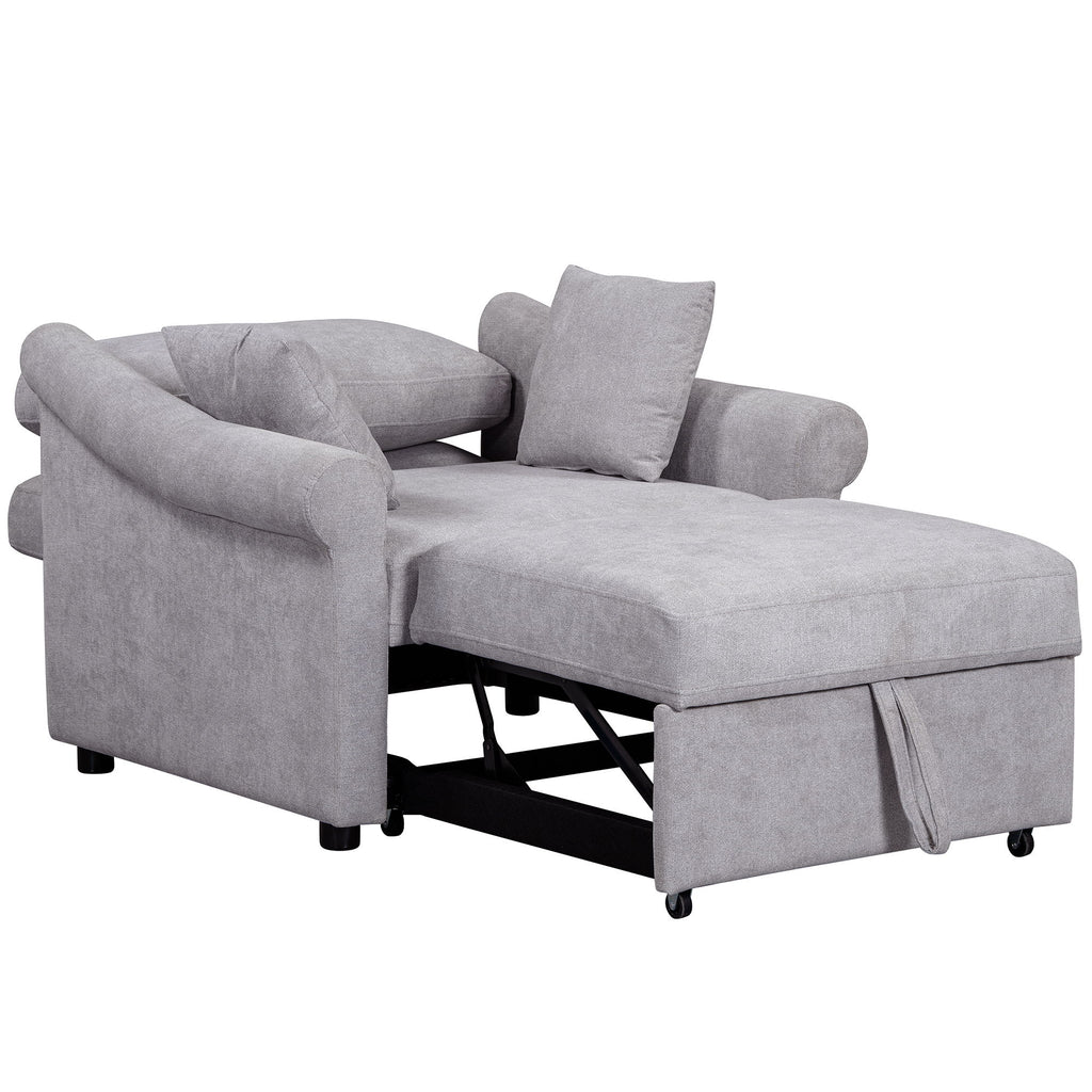 Convertible Sleeper Chair With Adjustable Backrest, 3 In 1 Lounger Chair Turns Into Bed, Single Bed For Living Room