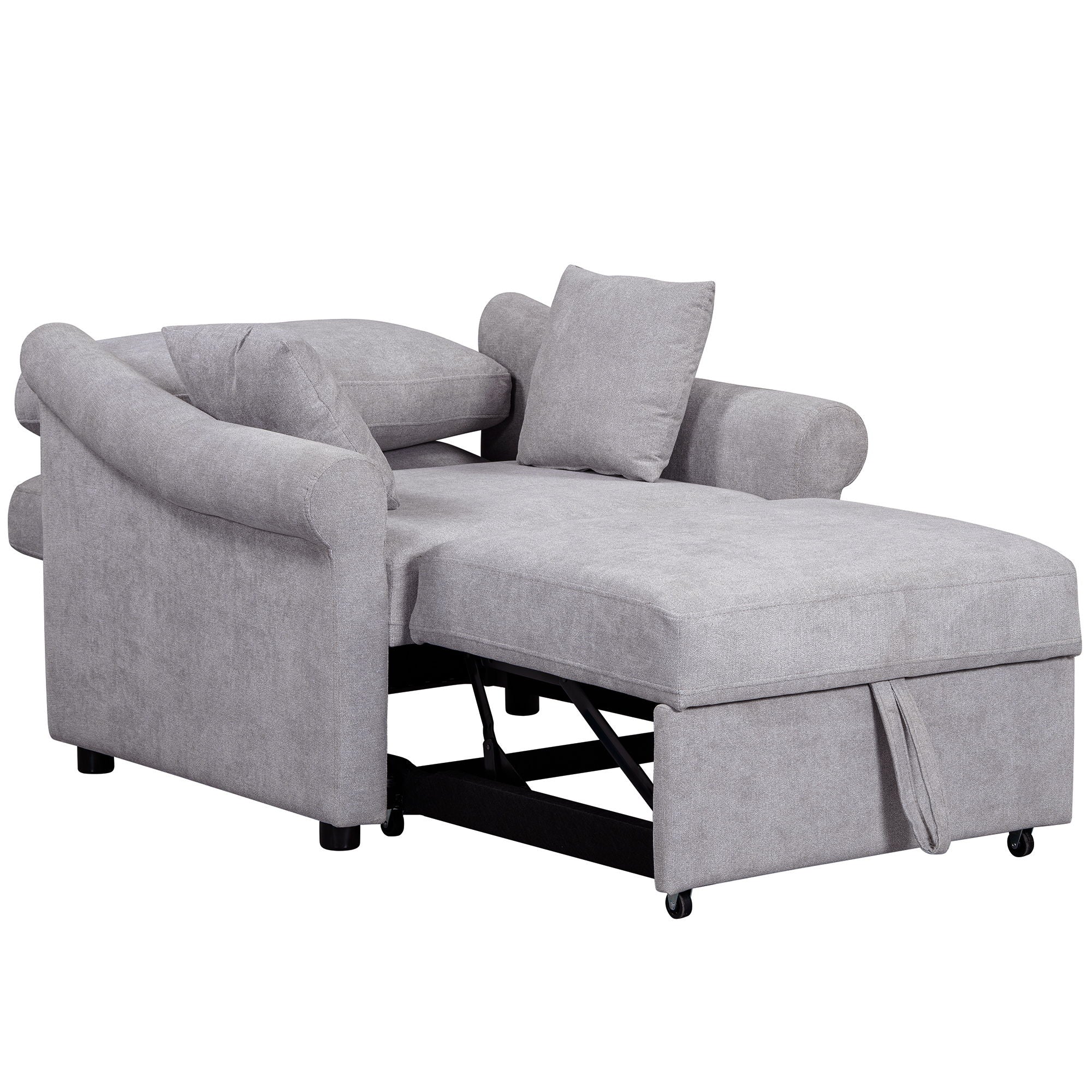 Convertible Sleeper Chair With Adjustable Backrest, 3 In 1 Lounger Chair Turns Into Bed, Single Bed For Living Room