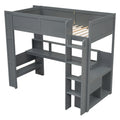 Gaming Loft Bed With Desk, Multi Storage Shelves, LED And Charging Station