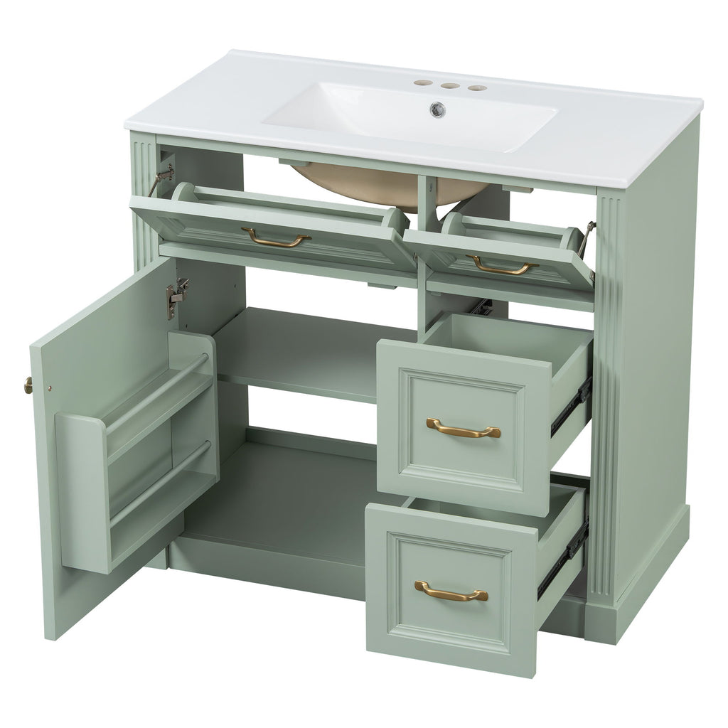 Modern Bathroom Vanity With Sink, 4 Drawers, Soft-Close Door, Adjustable Shelf