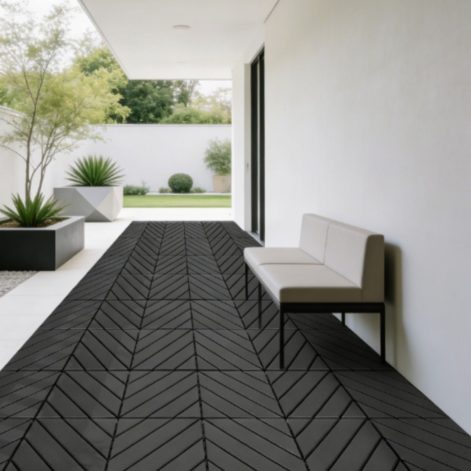 Interlocking Decking Tiles, Waterproof Outdoor Indoor Flooring (Set of 44) - Dark Gray