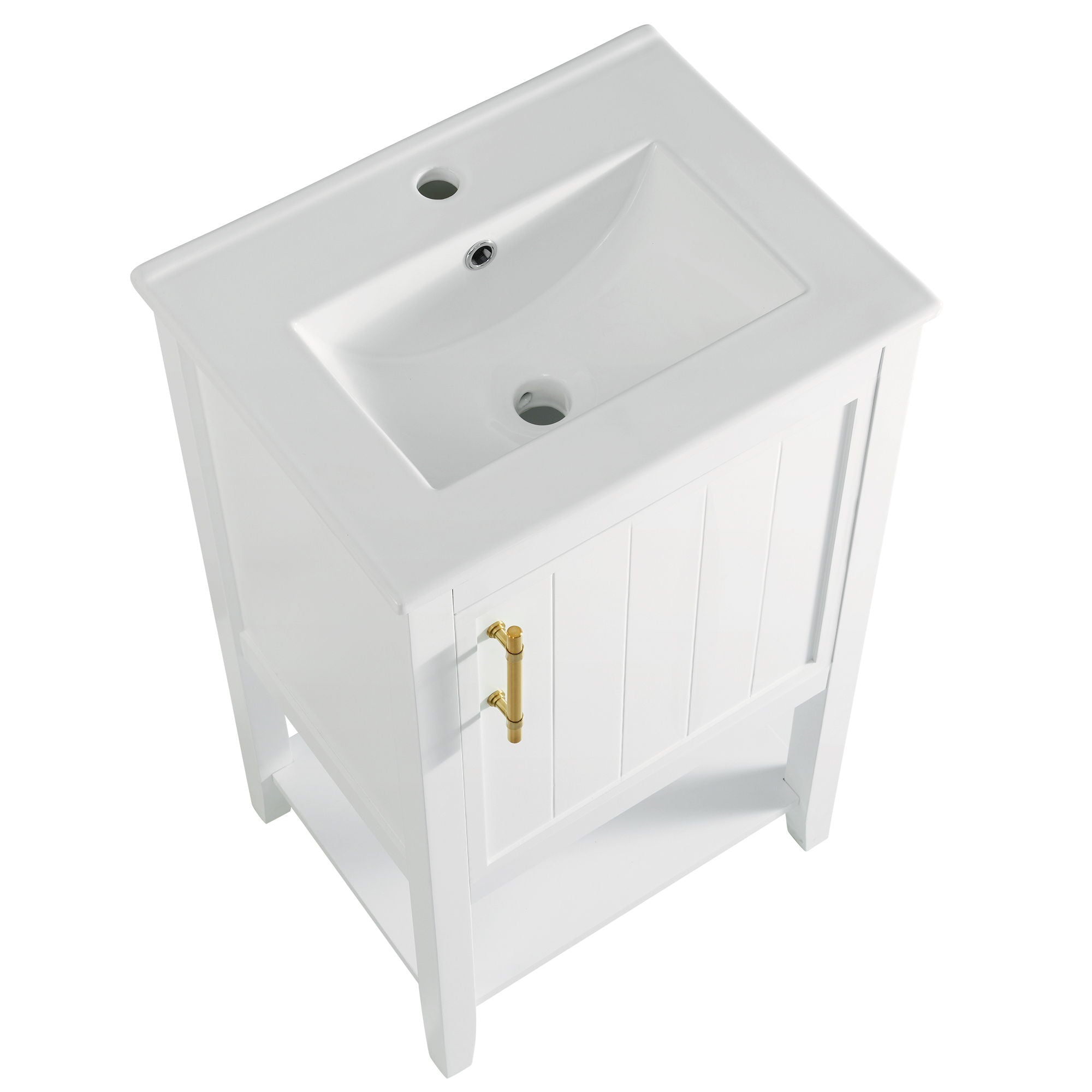 Modern Bathroom Vanity With Sink, Soft-Closing Door And Open Shelf