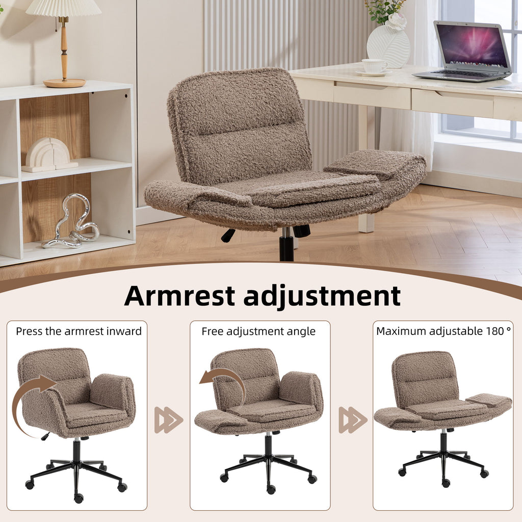 Criss Cross Swivel Desk Chair With Adjustable Armrests & Wheels For Home Office