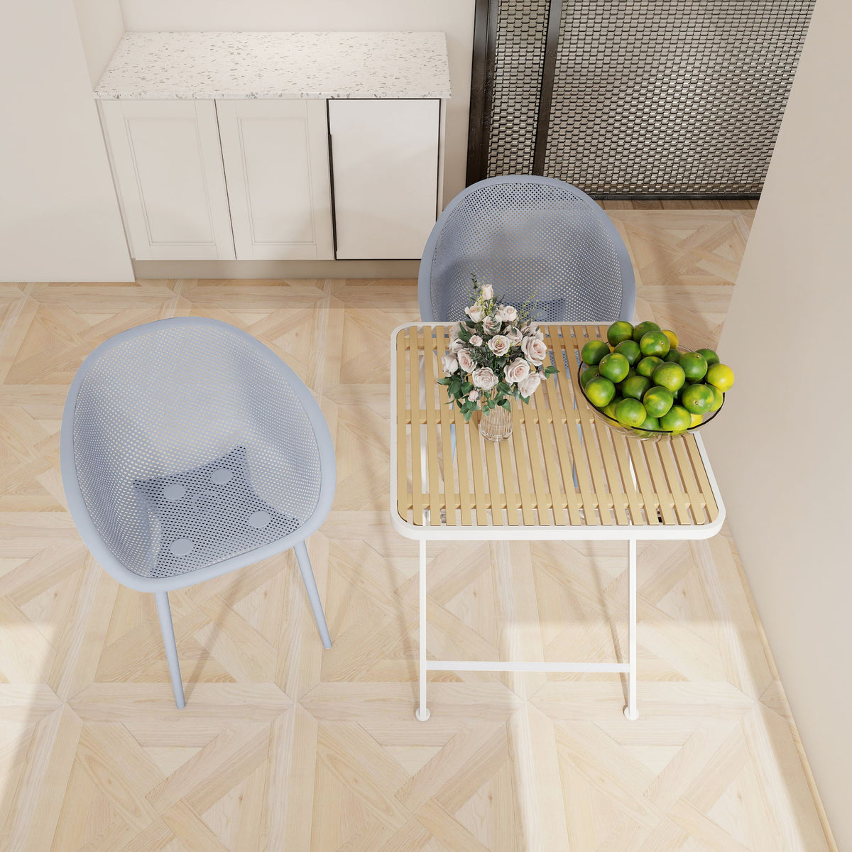 2 Piece Durable Single Chair With Hollow Out Design