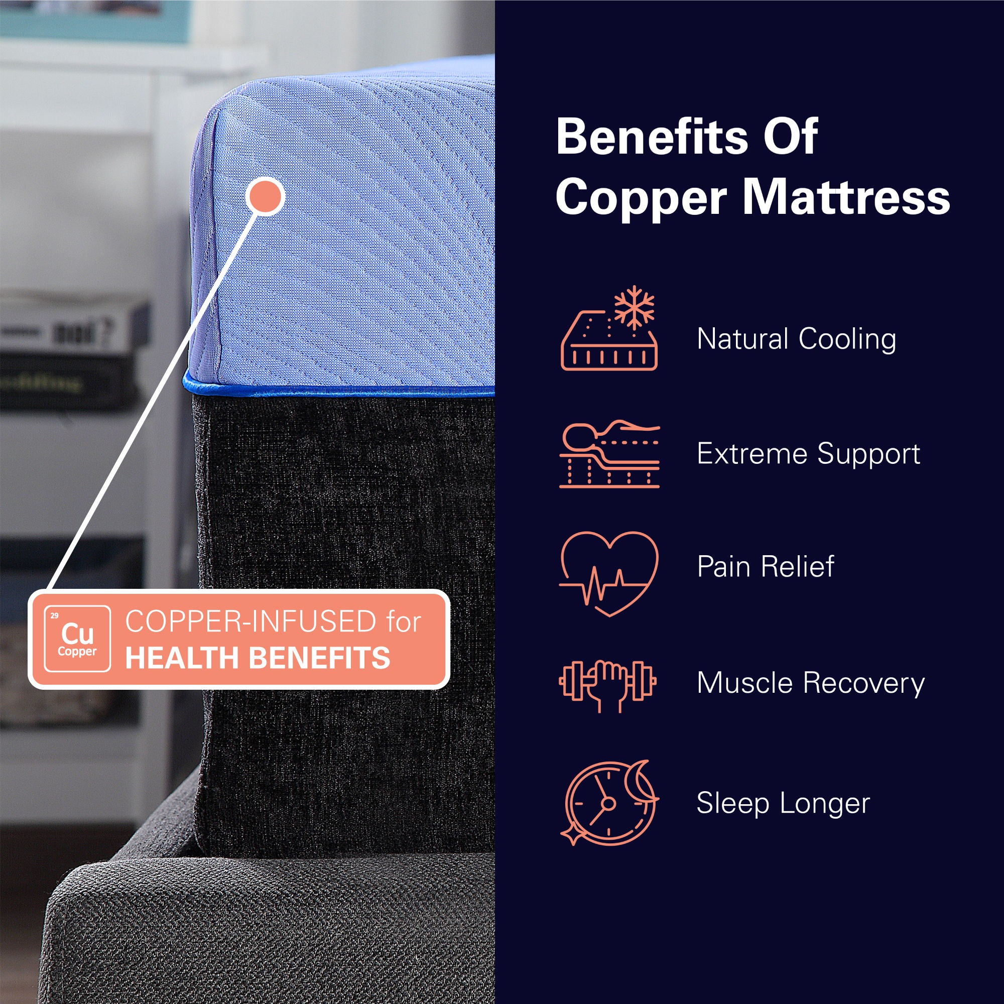 12" Refresh Hybrid Cooling Fast Responding Latex Foam And Coil Mattress
