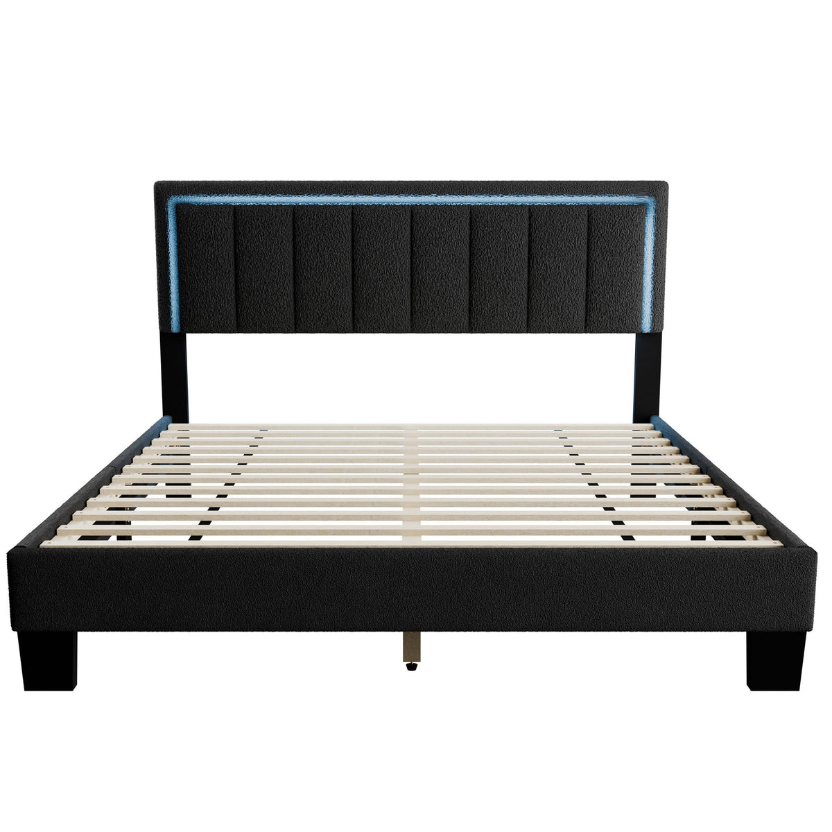 Bed With Channel Tufting And Built In LED Headboard