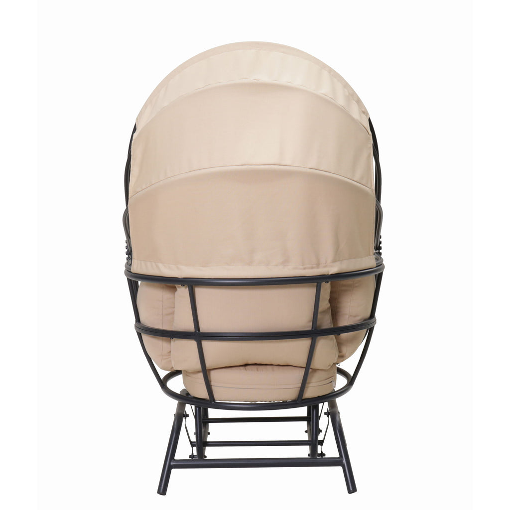 Egg Chair With Cushion And Retractable Canopy - Black / Taupe