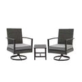 3 Piece Patio Furniture, Swivel Rocker Bistro Set With Side Table & Cushions For Porch - Gray