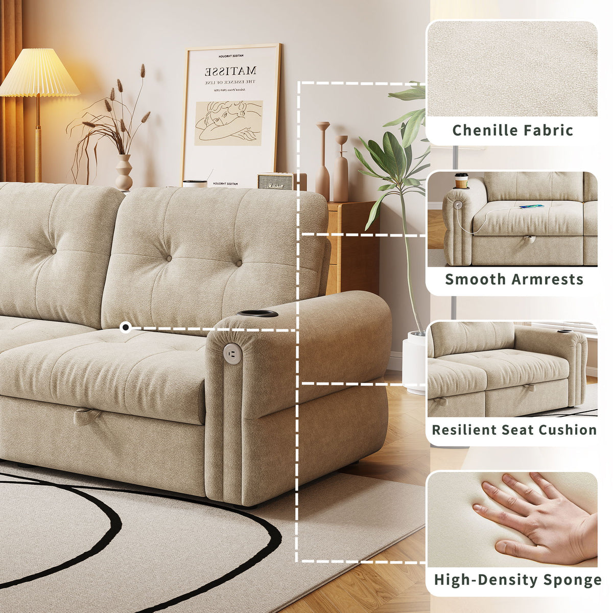 Cloud Like Convertible Sofa Bed With For Living Room