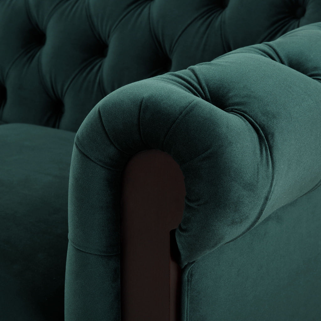 Chesterfield Loveseat Sofa, 2 Person Rolled Arm Upholstered Couch