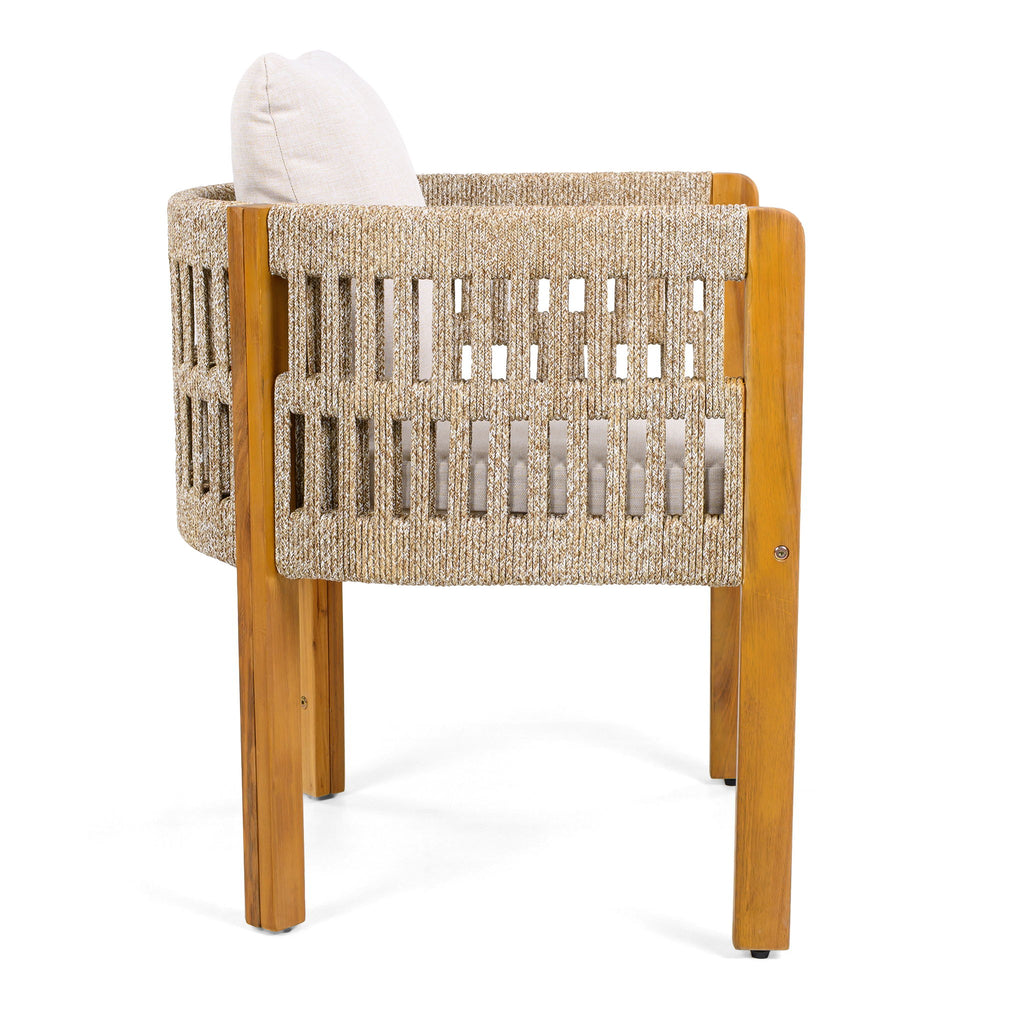 Outdoor Dining Chairs With Mix Rope Handles (Set of 2)
