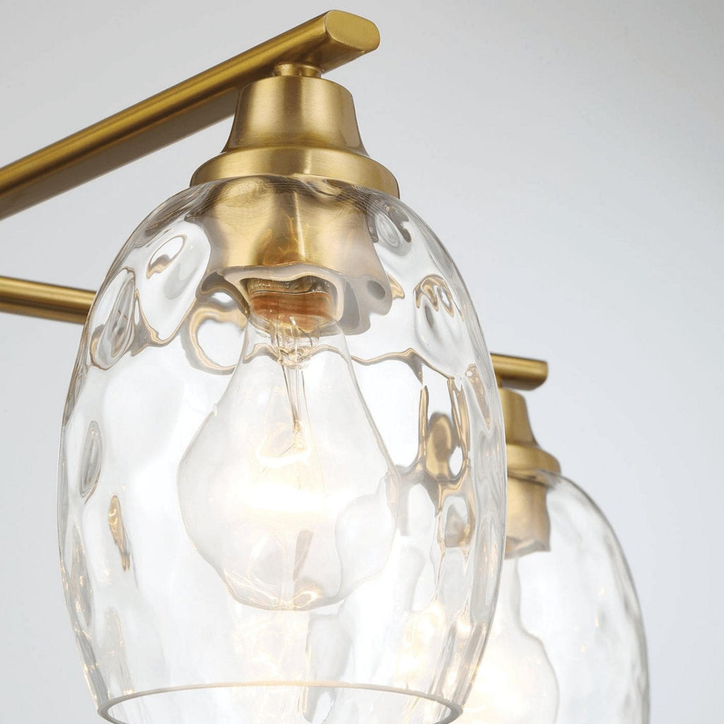 5 Lights Linear Arms With Chain Chandelier - Clear / Gold